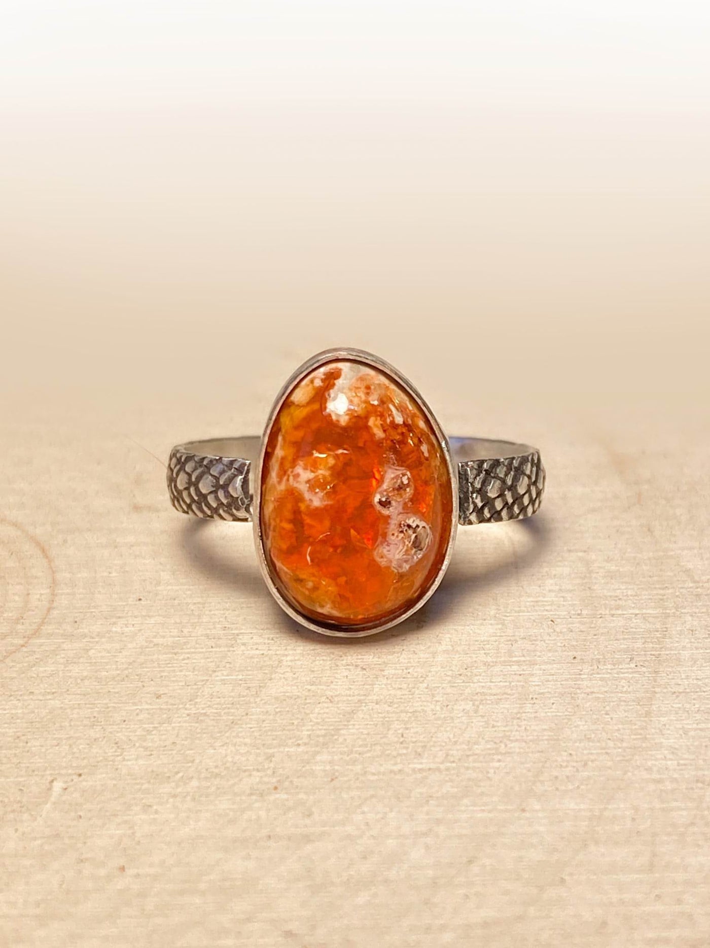 Pyre, Fire Dragon Egg Opal Ring