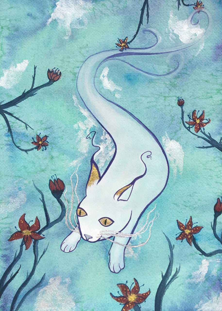 "Cat Sidhe" Blank Card - Silver Lily Studio