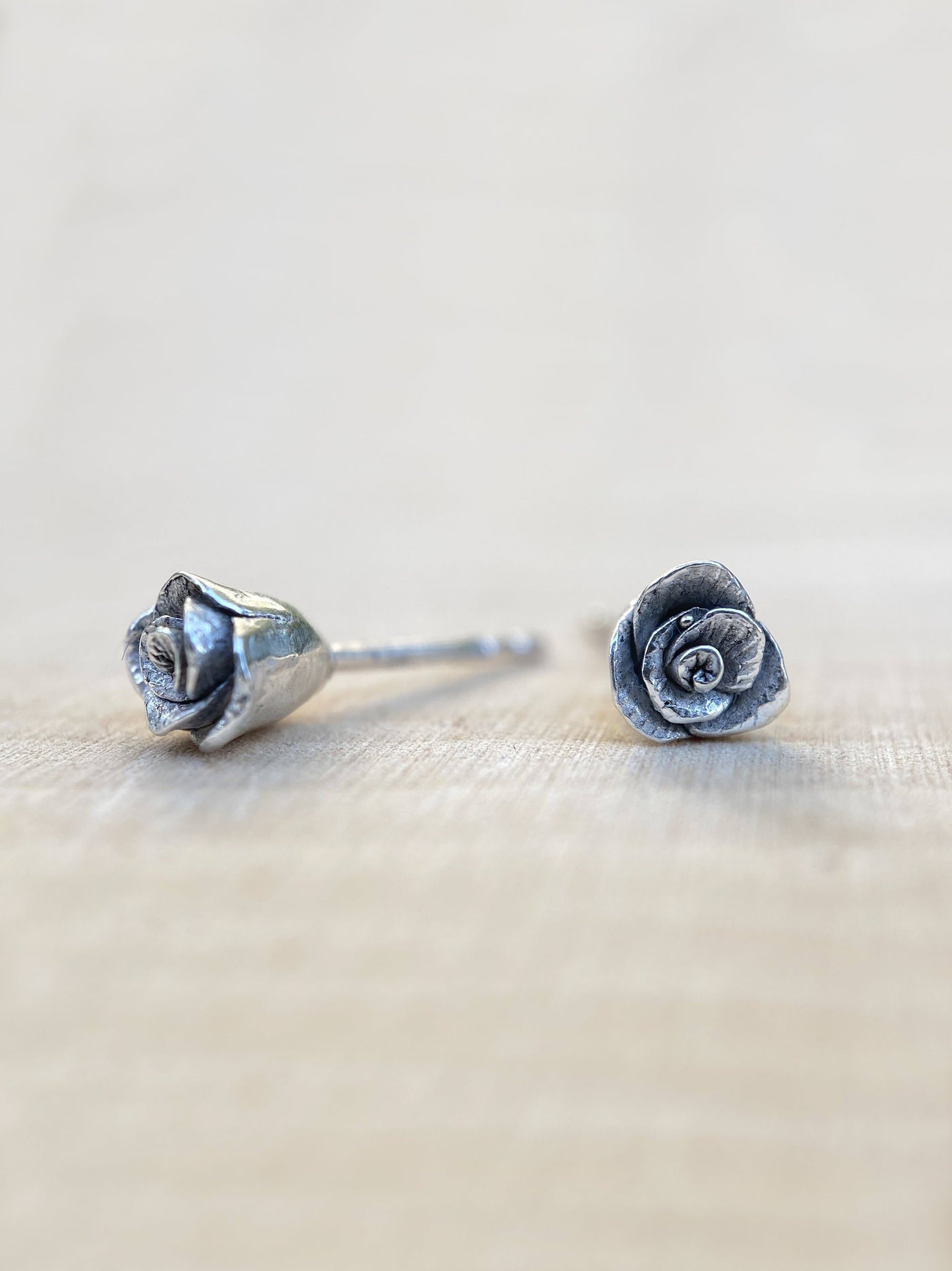 Thumbelina’s Garden Sterling Silver Rose Earrings