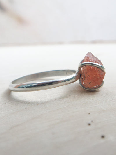 Chip of Phoenix Fire Raw Sunstone Ring - Silver Lily Studio